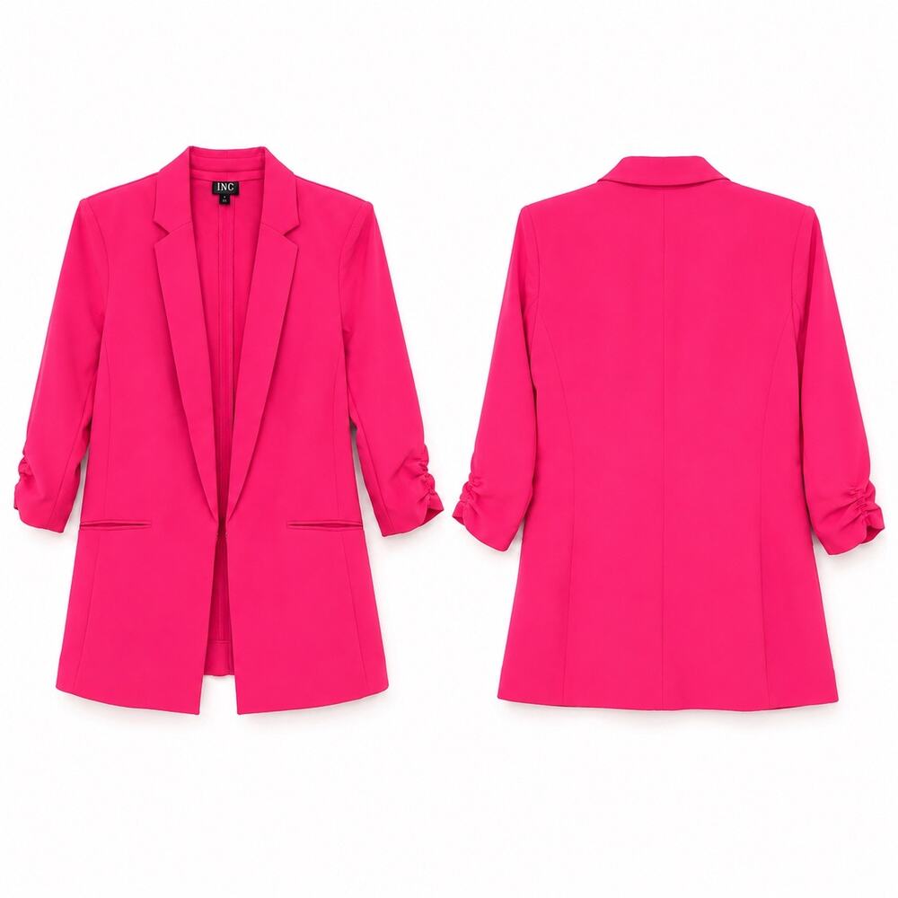 INC Dark hot Pink Blazer with shoulder pads and single lapel and clasp women M